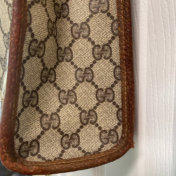 Authentic Gucci Tote Bag Sherry Line Brown PVC with Leather trim and handles - Picture 2 of 16